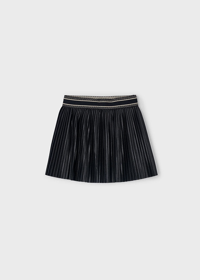 Faux Leather Pleated Skirt