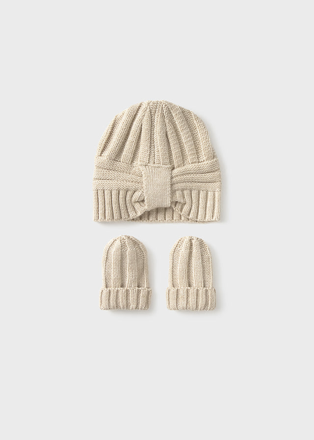 Latte Knit Hat and Mitten Set