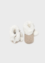 Load image into Gallery viewer, Taupe Pom Pom Knit Booties
