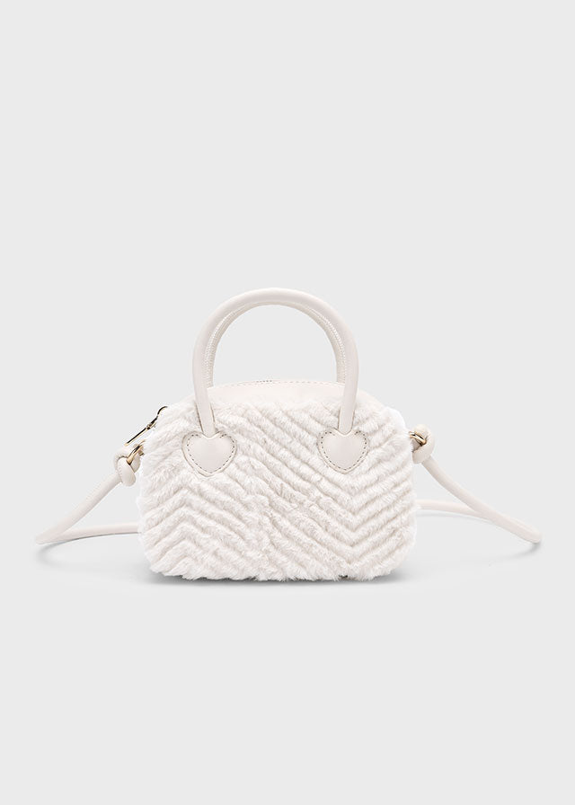 Cream Fuzzy Faux Leather Purse