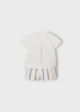 Load image into Gallery viewer, Linen Stripe Shorts Dressy Set
