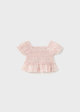Load image into Gallery viewer, Pink Leafy Smocked Peplum Top
