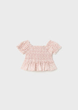 Load image into Gallery viewer, Pink Leafy Smocked Peplum Top
