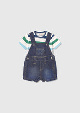 Load image into Gallery viewer, Dino Stripes Shortie Overalls Set
