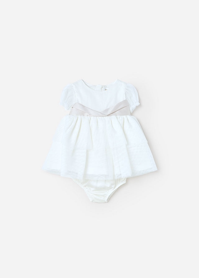 Taupe Ribbon Shimmer Dress & Bloomer Set