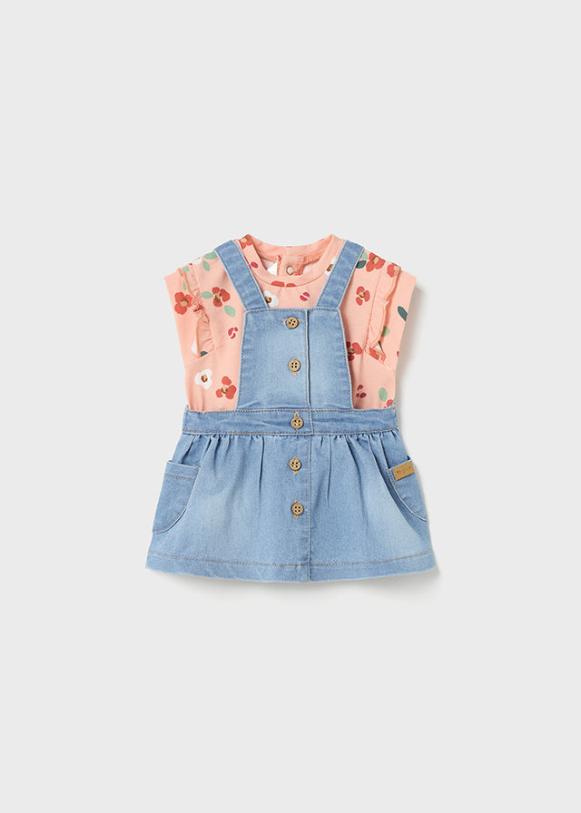 Denim Overall Dress & Tee Set