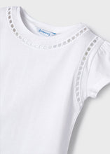 Load image into Gallery viewer, White Eyelet Trim Tee

