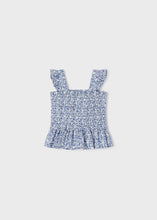 Load image into Gallery viewer, Blue Floral Smocked Tank
