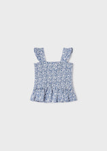 Load image into Gallery viewer, Blue Floral Smocked Tank
