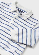 Load image into Gallery viewer, Blue Stripe Zip Polo
