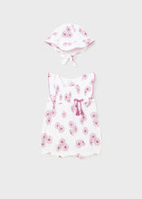Load image into Gallery viewer, Fuchsia Floral Romper &amp; Hat 2pc Set
