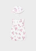 Load image into Gallery viewer, Fuchsia Floral Romper &amp; Hat 2pc Set
