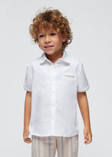 Load image into Gallery viewer, White Short Sleeve4 Button Up Top

