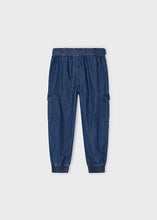 Load image into Gallery viewer, Medium Wash Belted Flowy Jogger Pant
