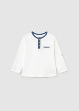 Load image into Gallery viewer, Navy Trim Dressy Henley
