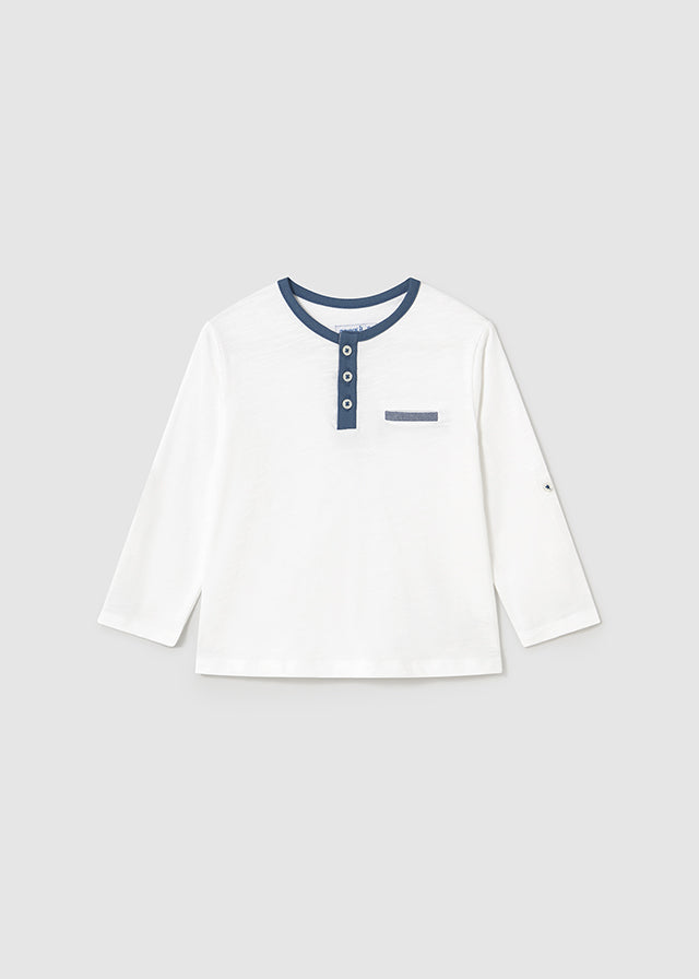 Navy Trim Dressy Henley