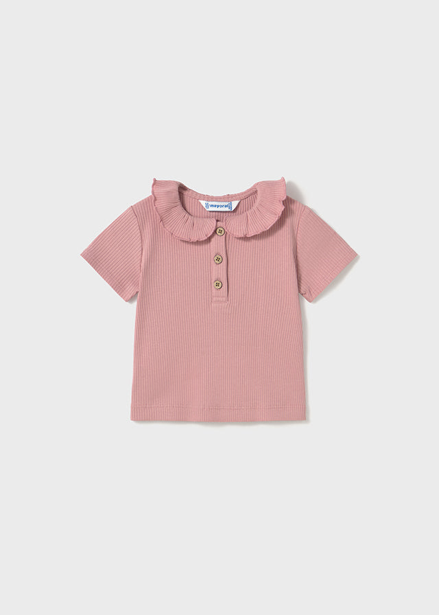 Dusty Pink Ruffle Collar Tee