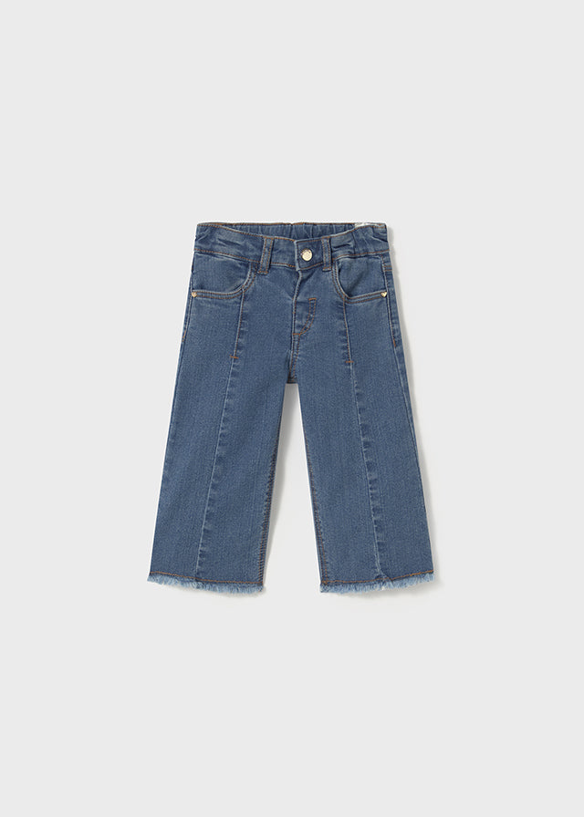 Fray Hem Wide Leg Denim Pants