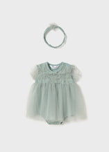 Load image into Gallery viewer, Mint Shimmer Tulle Dress + Headband Set
