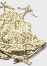 Load image into Gallery viewer, Yellow Floral Bubble Romper &amp; Hat 2pc Set
