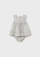 Load image into Gallery viewer, Blue Stripe Linen Dress &amp; Bloomer Set
