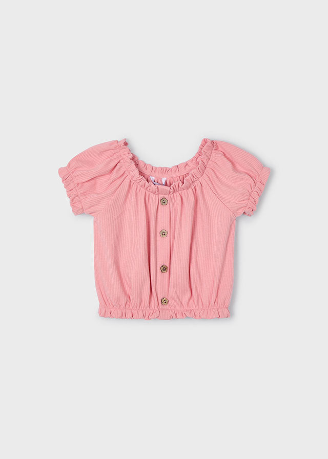 Coral Ribbed Cropped Top