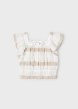Load image into Gallery viewer, Beige Stripe Linen Cropped Top

