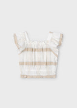 Load image into Gallery viewer, Beige Stripe Linen Cropped Top
