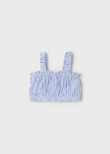 Load image into Gallery viewer, Blue Stripe Linen Crop Top and Button Up Set
