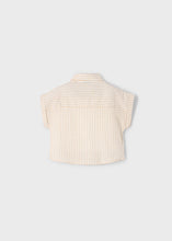 Load image into Gallery viewer, Beige Stripe Linen Crop Top and Button Up Set
