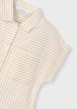 Load image into Gallery viewer, Beige Stripe Linen Crop Top and Button Up Set
