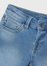 Load image into Gallery viewer, Medium Wash Stretch Denim Shorts
