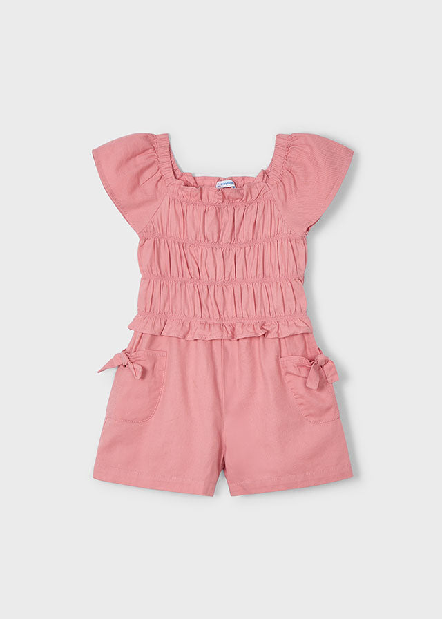 Coral Smocked Romper