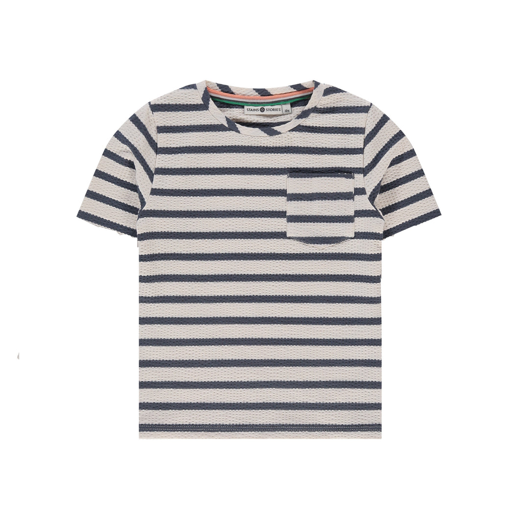 Navy Stripe Waffled Tee