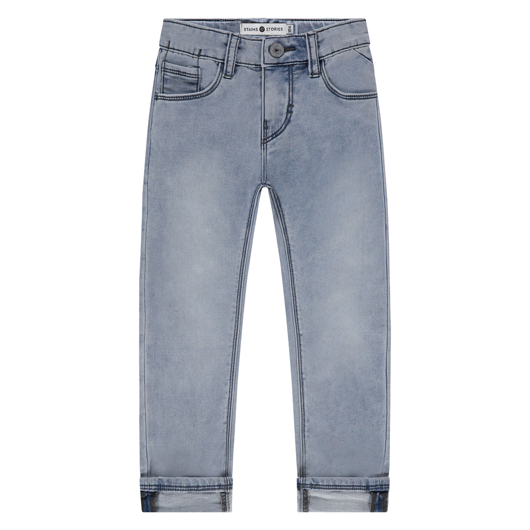Light Wash Cuffed Stretch Jeans