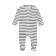 Load image into Gallery viewer, Blue Stripe Cozy Footie
