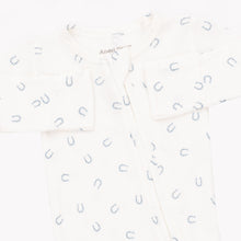 Load image into Gallery viewer, Little Blue Horseshoes Two-Way Zip Footie
