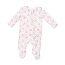 Load image into Gallery viewer, Rose Bow Lattice Ruffle Two-Way Zip Footie
