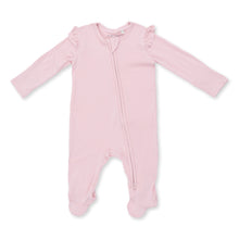 Load image into Gallery viewer, Peachskin Ruffle Two-Way Zip Footie
