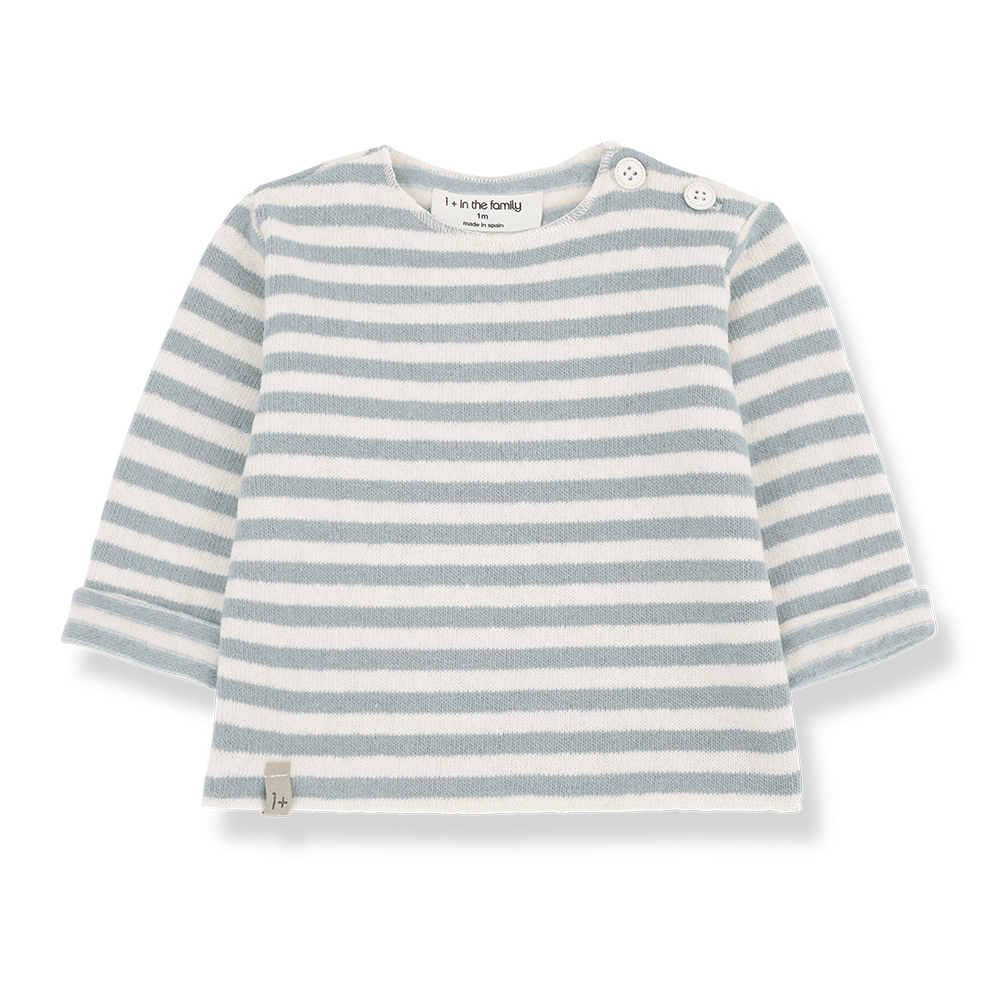 AUBIN Dusty Blue Stripe Cozy Button Top