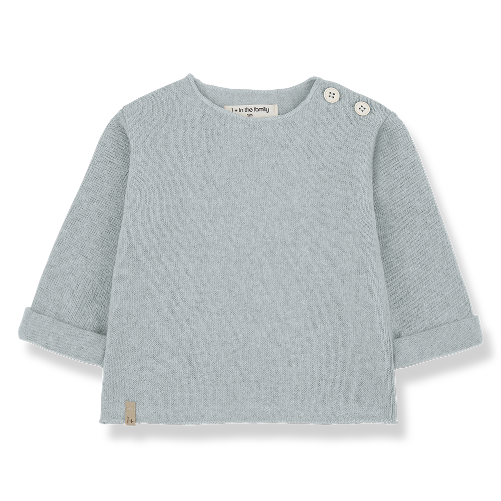CHAPIN Dusty Blue Cozy Button Top