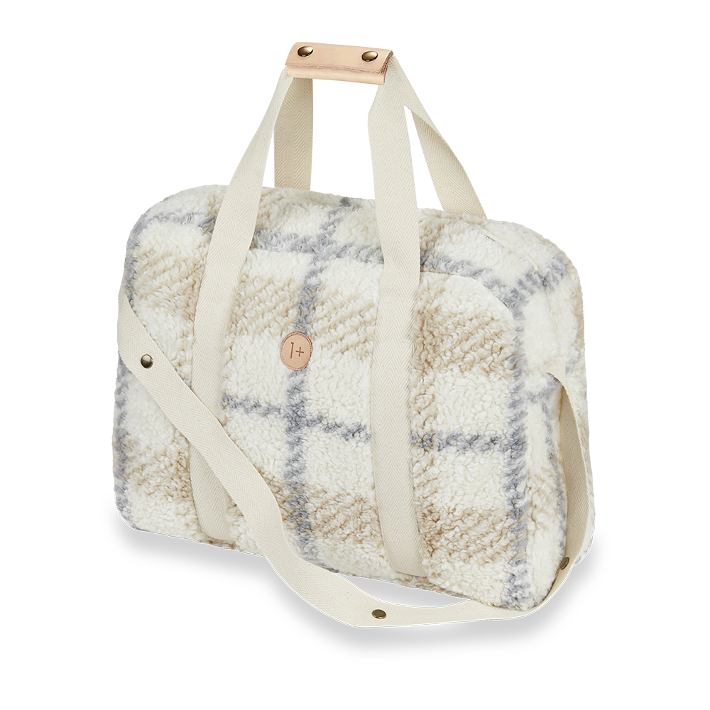 Ecru Check Sherpa Bag