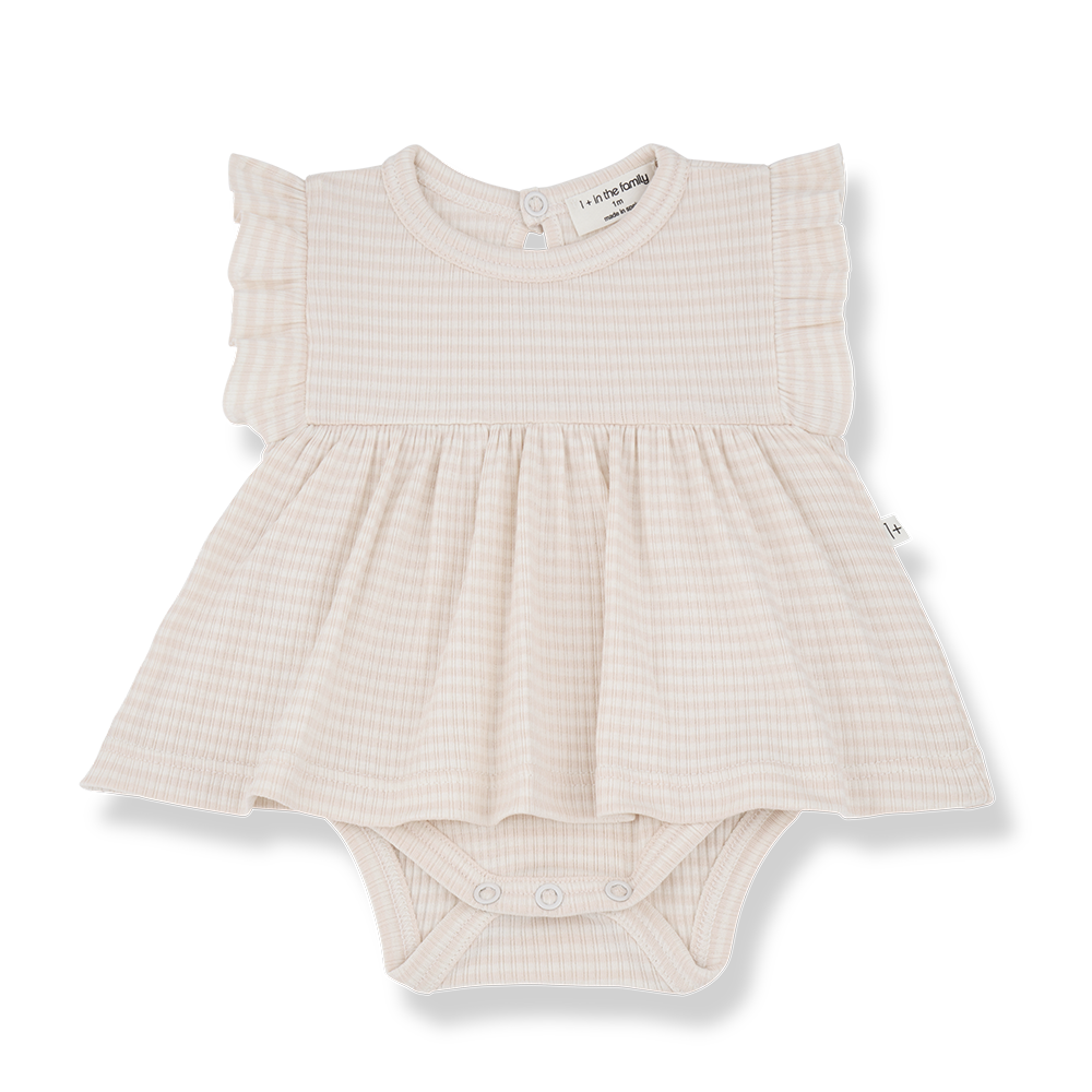 DOLCA Pale Pink Stripe Bodysuit Dress
