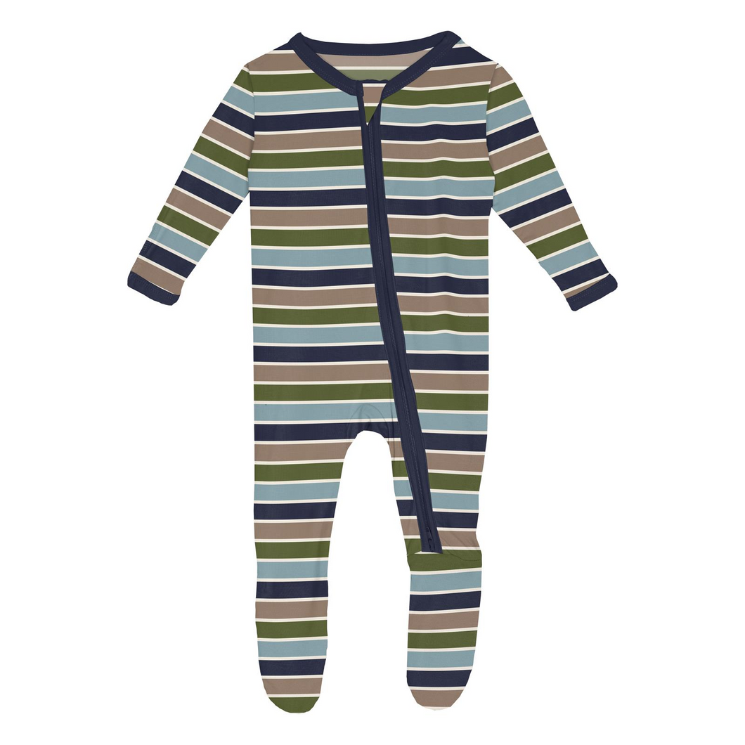 Fall Vibes Stripe Zip Footie