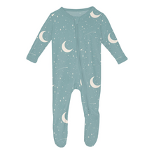 Load image into Gallery viewer, Jade Starry Sky &amp; Moon Zip Footie
