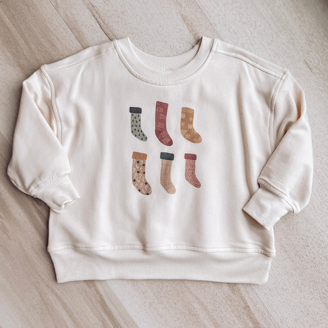 Christmas Stockings Boxy Sweatshirt