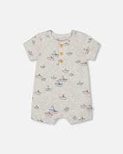 Load image into Gallery viewer, Sailboats Jersey Shortie Romper
