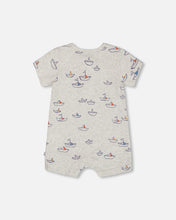Load image into Gallery viewer, Sailboats Jersey Shortie Romper

