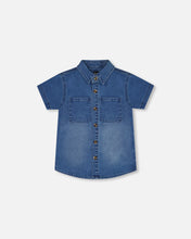 Load image into Gallery viewer, Lightweight Denim Short Sleeve Button Up
