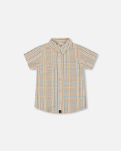 Load image into Gallery viewer, Sand Blue Plaid Short Sleeve Button Up
